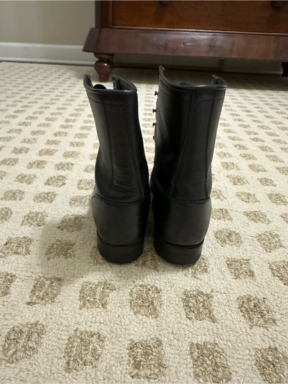 Justin Boots Black Leather Lace-Up Kiltie Ankle Boots - Picture 2 of 5